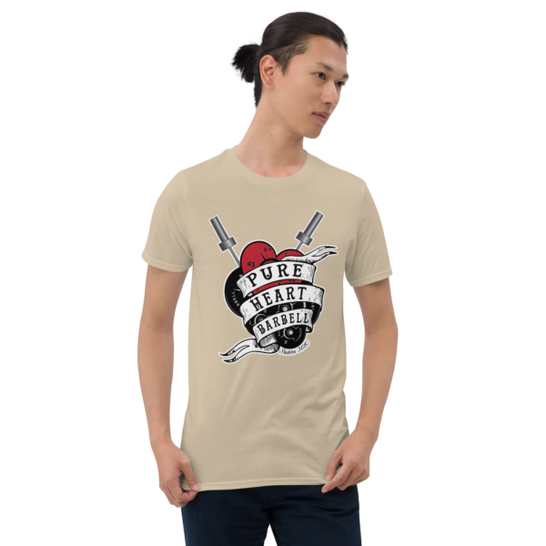 unisex-basic-softstyle-t-shirt-sand-front-696fe1fa66f47.png Pure Heart Barbell T-Shirt